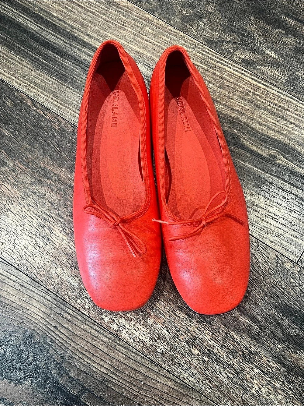 Everlane Leather Orange/Red Ballet Flats